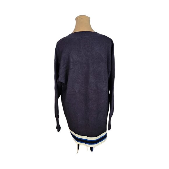 Sandro Paris Navy Blue Tie Front Sweater Sz 3 US L - Picture 7 of 10